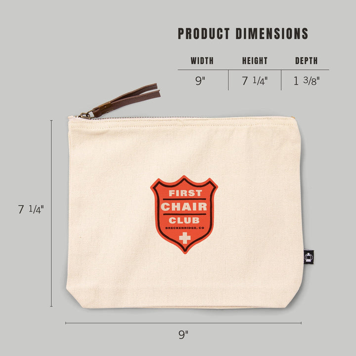 Breckenridge, Colorado, Snow Patrol Series, First Chair Club,, Organic Cotton Zipper Pouch, Go Bag Totes Lantern Press 