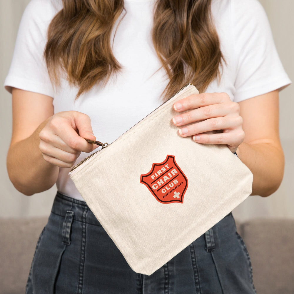 Breckenridge, Colorado, Snow Patrol Series, First Chair Club,, Organic Cotton Zipper Pouch, Go Bag Totes Lantern Press 