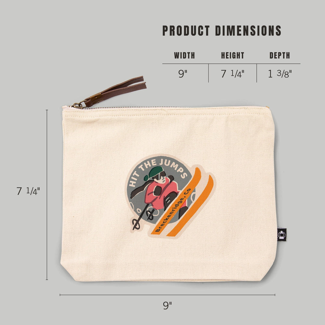 Breckenridge, Colorado, Snow Patrol Series, Hit The Jumps,, Organic Cotton Zipper Pouch, Go Bag Totes Lantern Press 