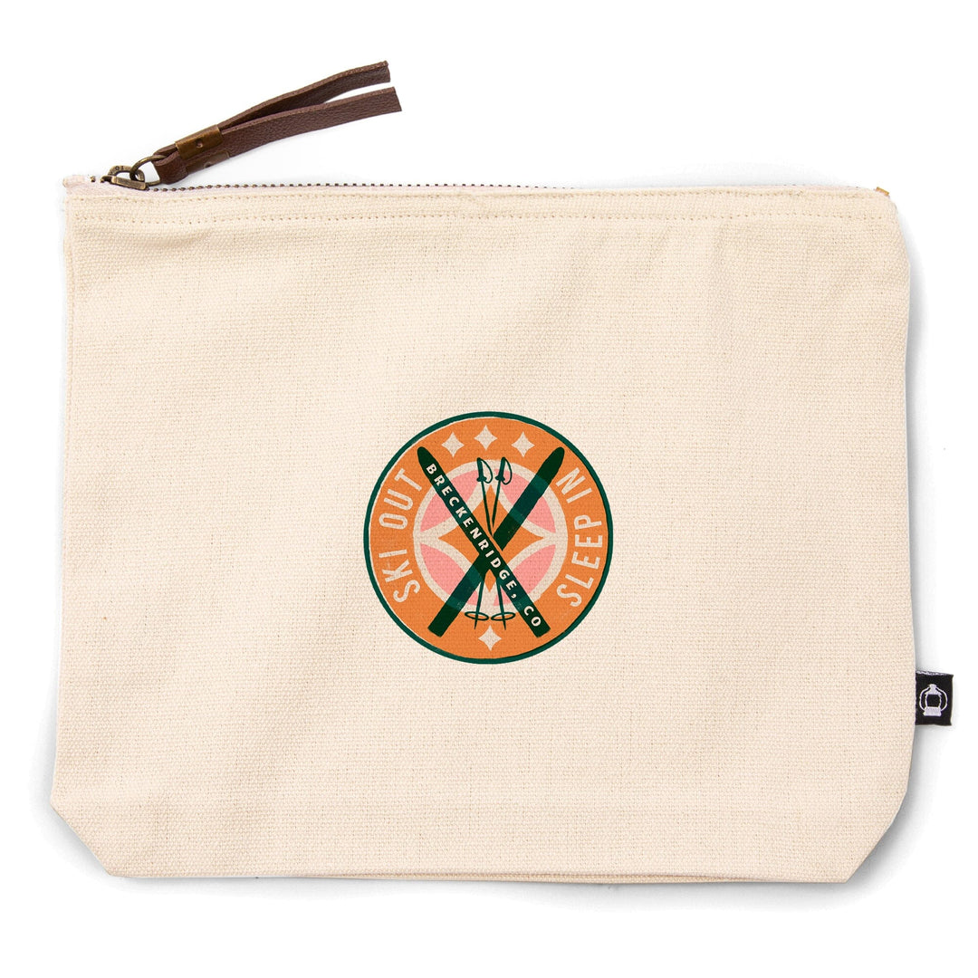 Breckenridge, Colorado, Snow Patrol Series, Ski Out Sleep In,, Organic Cotton Zipper Pouch, Go Bag Totes Lantern Press 