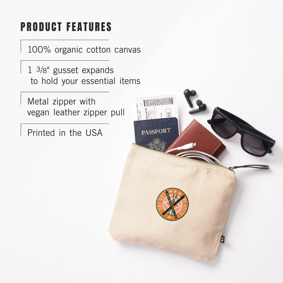 Breckenridge, Colorado, Snow Patrol Series, Ski Out Sleep In,, Organic Cotton Zipper Pouch, Go Bag Totes Lantern Press 