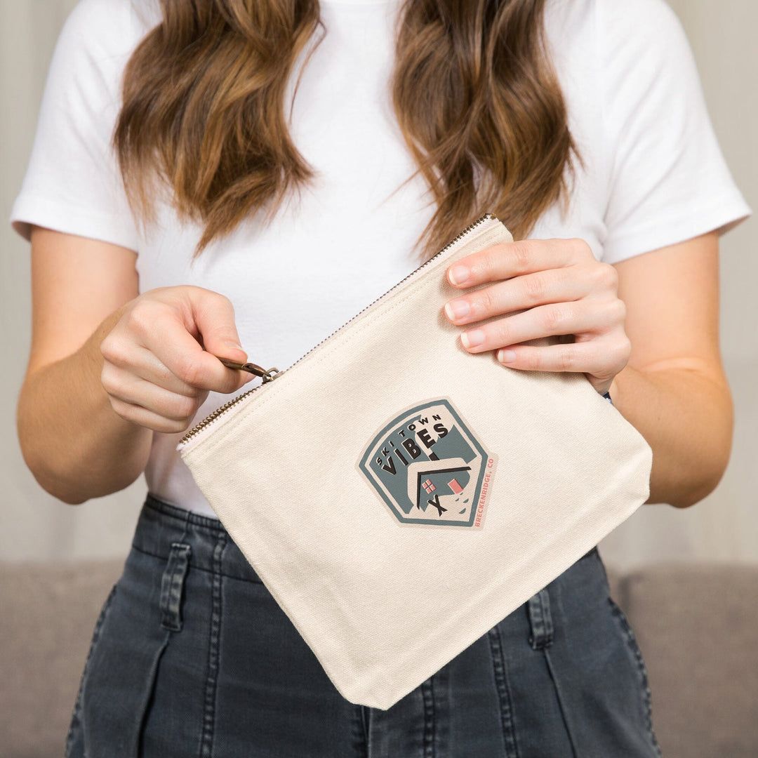 Breckenridge, Colorado, Snow Patrol Series, Ski Town Vibes,, Organic Cotton Zipper Pouch, Go Bag Totes Lantern Press 