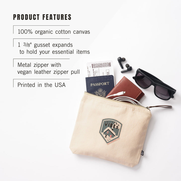 Breckenridge, Colorado, Snow Patrol Series, Ski Town Vibes,, Organic Cotton Zipper Pouch, Go Bag Totes Lantern Press 