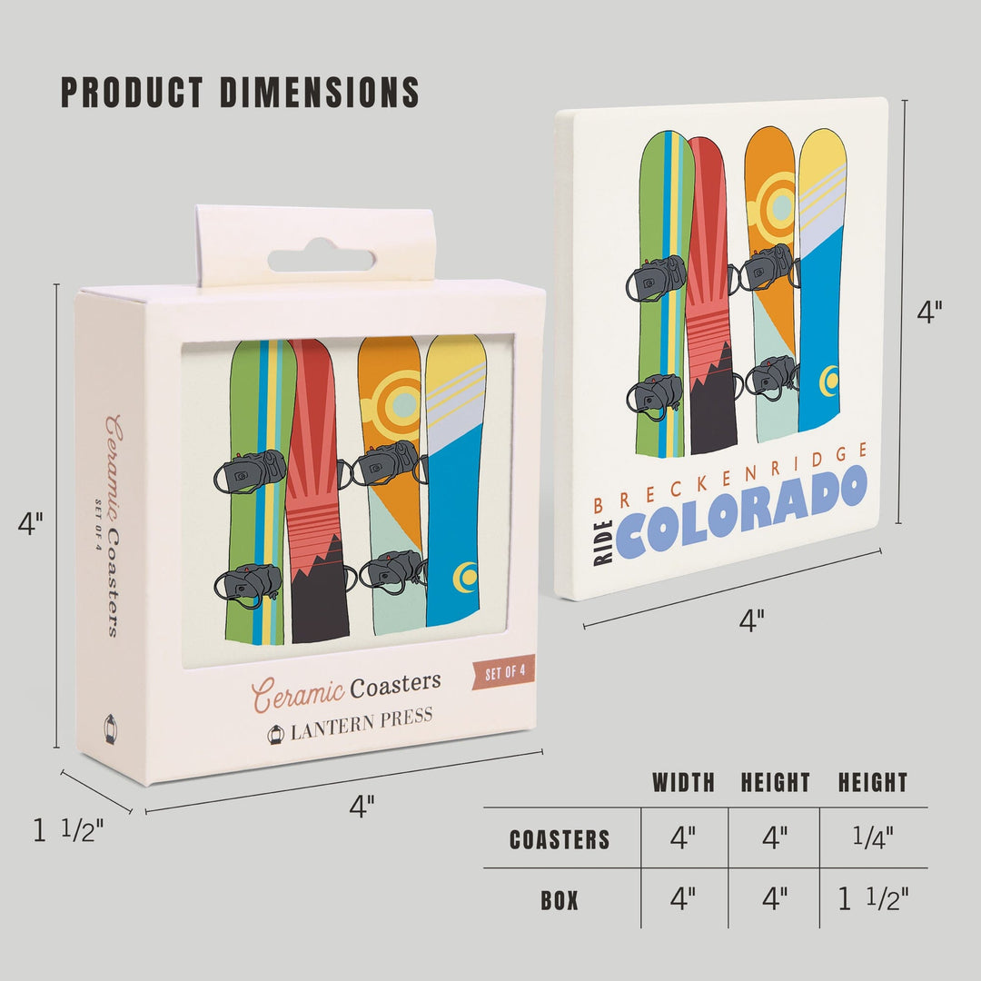 Breckenridge, Colorado, Snowboards in Snow, Coasters Coasters Lantern Press 