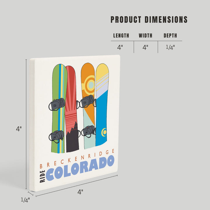 Breckenridge, Colorado, Snowboards in Snow, Coasters Coasters Lantern Press 