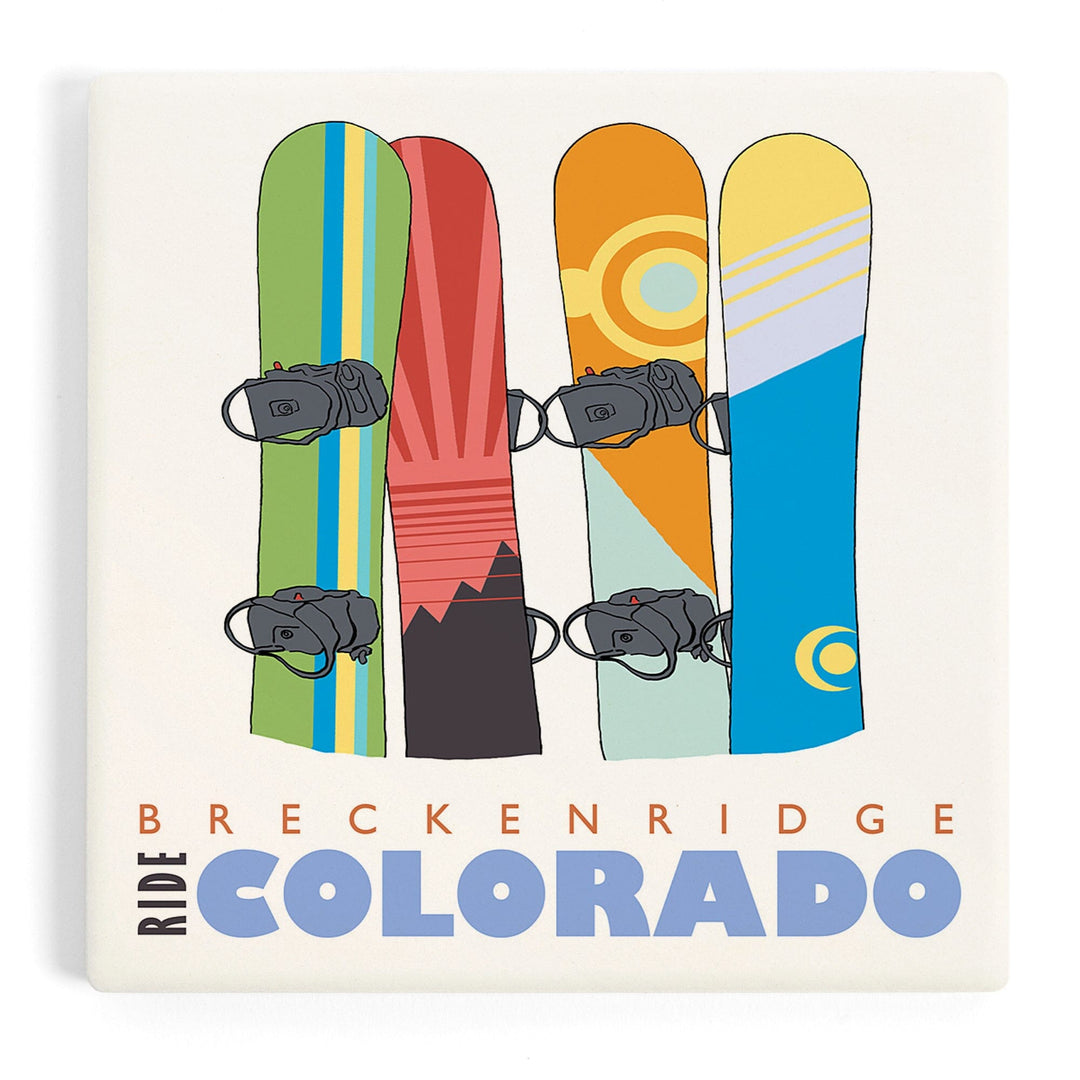 Breckenridge, Colorado, Snowboards in Snow, Coasters Coasters Lantern Press Coaster 