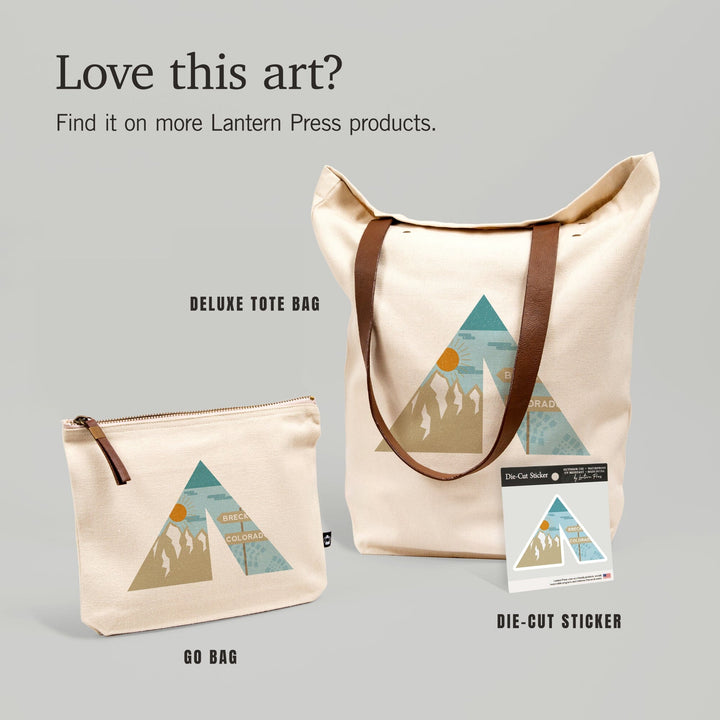 Breckenridge, Colorado, Tent & Mountain, Contour, Lantern Press Artwork, Vinyl Sticker - Lantern Press