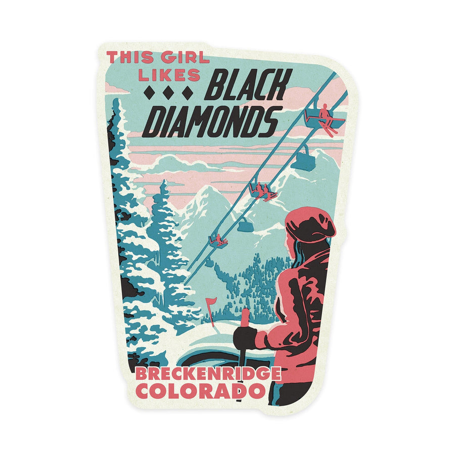 Breckenridge, Colorado, This Girl Likes Black Diamonds, Vinyl Sticker Sticker Lantern Press 