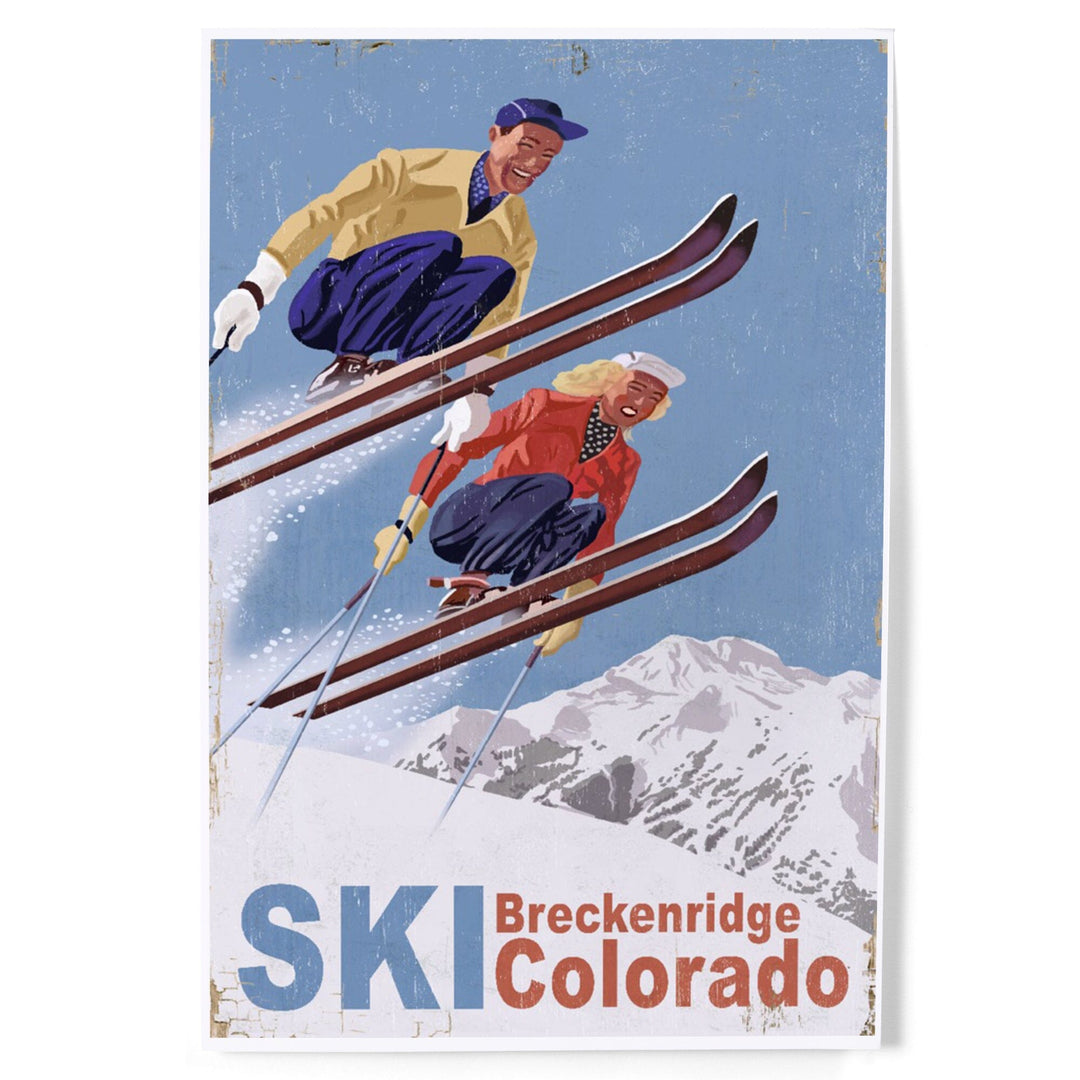 Breckenridge, Colorado, Vintage Skiers, Art & Giclee Prints Art Lantern Press 8 x 12 Art Print 