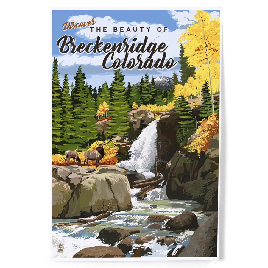Breckenridge, Colorado, Waterfall, Art & Giclee Prints Art Lantern Press 