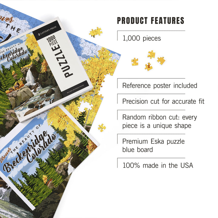 Breckenridge, Colorado, Waterfall, Jigsaw Puzzle Puzzle Lantern Press 