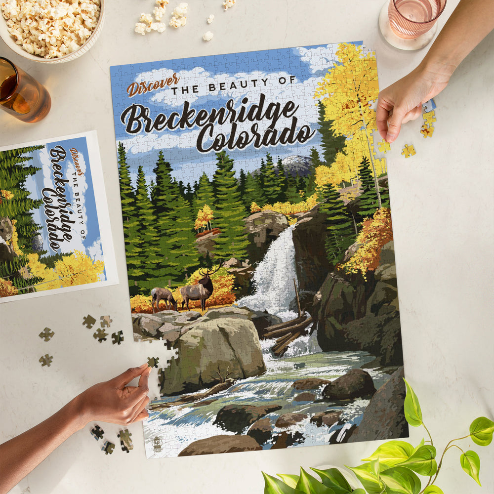 Breckenridge, Colorado, Waterfall, Jigsaw Puzzle Puzzle Lantern Press 