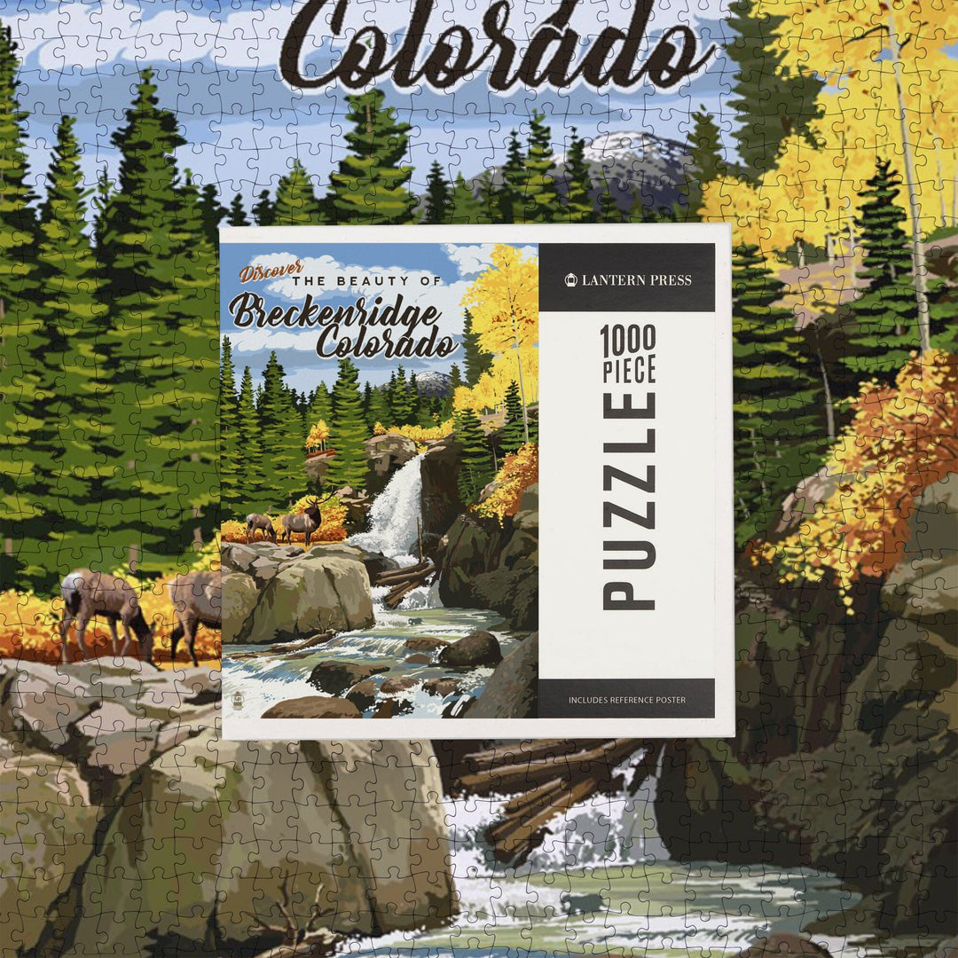 Breckenridge, Colorado, Waterfall, Jigsaw Puzzle Puzzle Lantern Press 