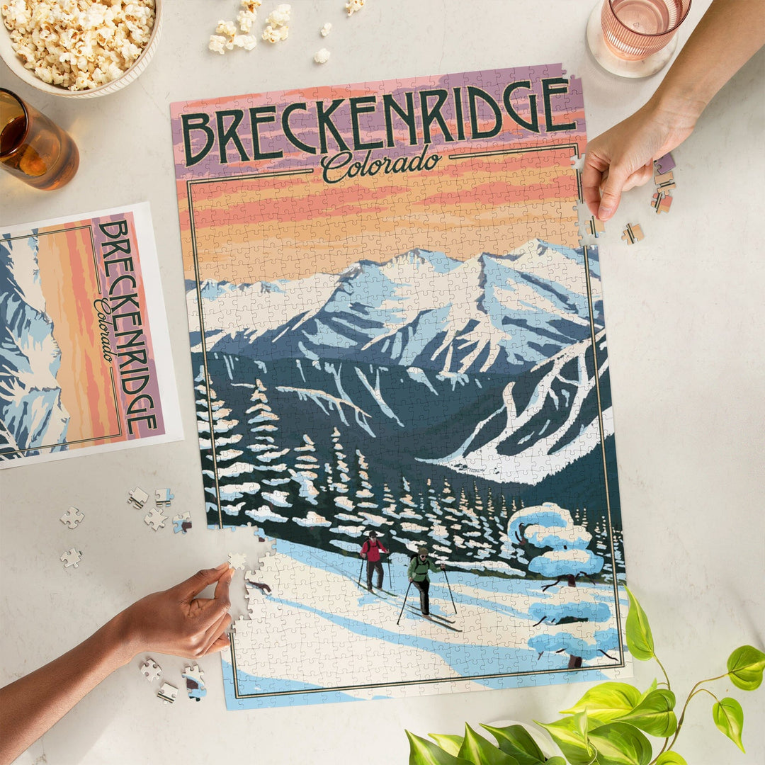 Breckenridge, Colorado, Winter Skiers, Jigsaw Puzzle Puzzle Lantern Press 