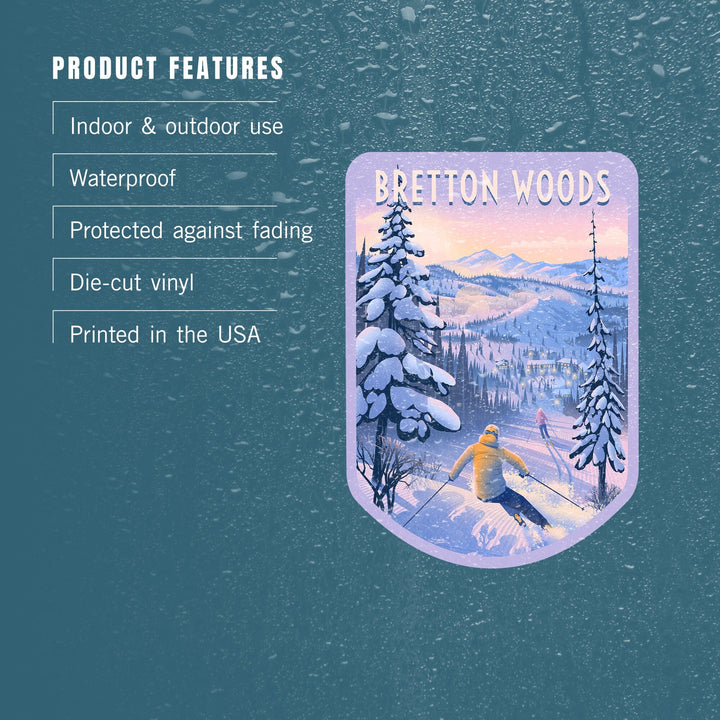 Bretton Woods, New Hampshire, Ski for Miles, Skiing, Contour, Vinyl Sticker Sticker Lantern Press 
