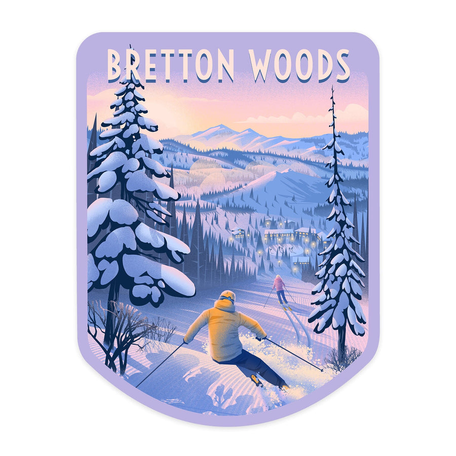 Bretton Woods, New Hampshire, Ski for Miles, Skiing, Contour, Vinyl Sticker Sticker Lantern Press 