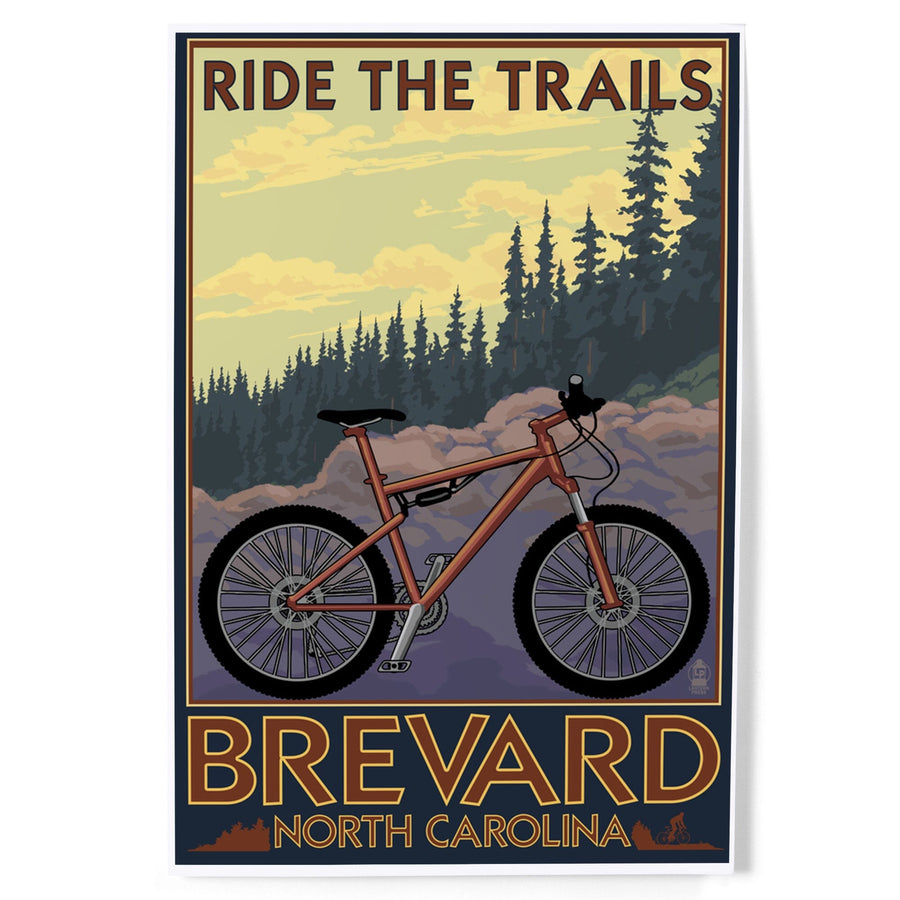 Brevard, North Carolina, Ride the Trails Bicycle, Art & Giclee Prints Art Lantern Press 