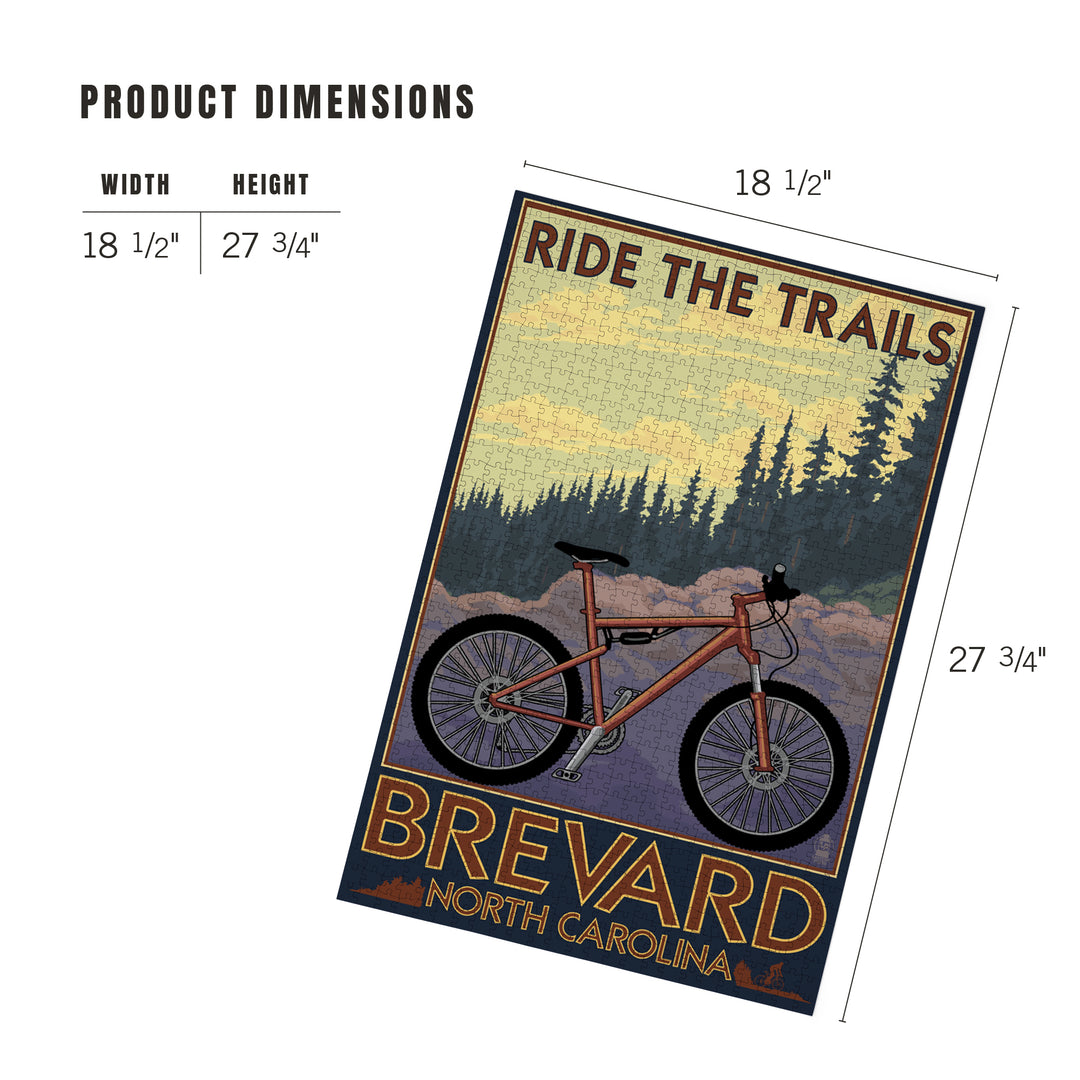 Brevard, North Carolina, Ride the Trails Bicycle, Jigsaw Puzzle Puzzle Lantern Press 