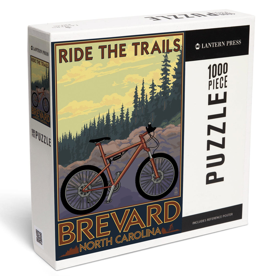 Brevard, North Carolina, Ride the Trails Bicycle, Jigsaw Puzzle Puzzle Lantern Press 