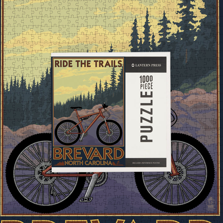 Brevard, North Carolina, Ride the Trails Bicycle, Jigsaw Puzzle Puzzle Lantern Press 