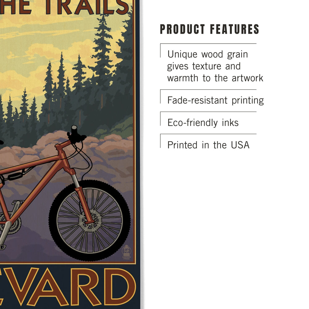 Brevard, North Carolina, Ride the Trails Bicycle, Lantern Press Artwork, Wood Signs and Postcards - Lantern Press
