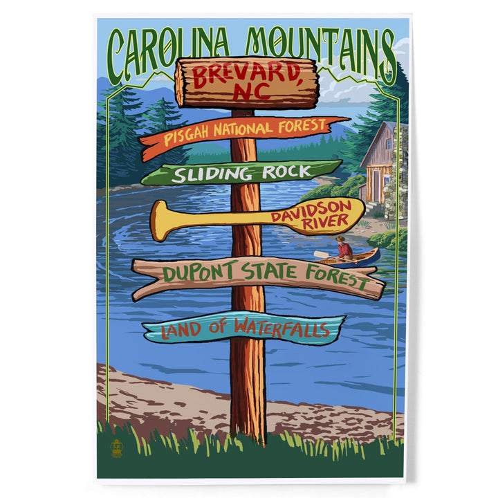 Brevard, North Carolina, Sign Destinations, Art & Giclee Prints - Lantern Press