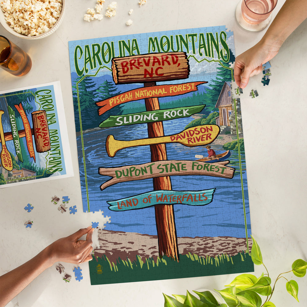 Brevard, North Carolina, Sign Destinations, Jigsaw Puzzle Puzzle Lantern Press 