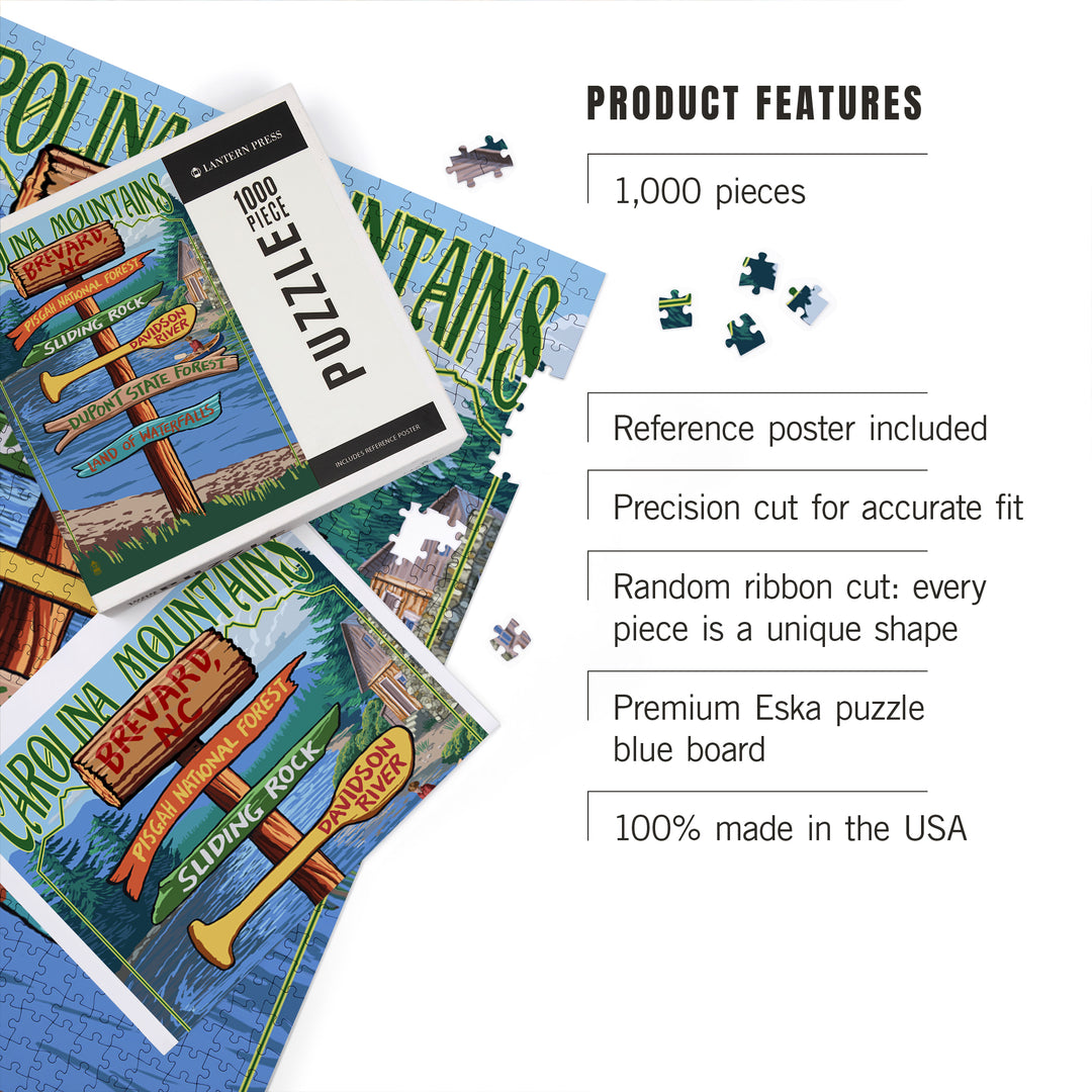 Brevard, North Carolina, Sign Destinations, Jigsaw Puzzle Puzzle Lantern Press 