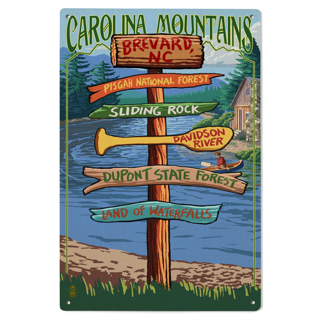 Brevard, North Carolina, Sign Destinations, Lantern Press Poster, Wood Signs and Postcards - Lantern Press