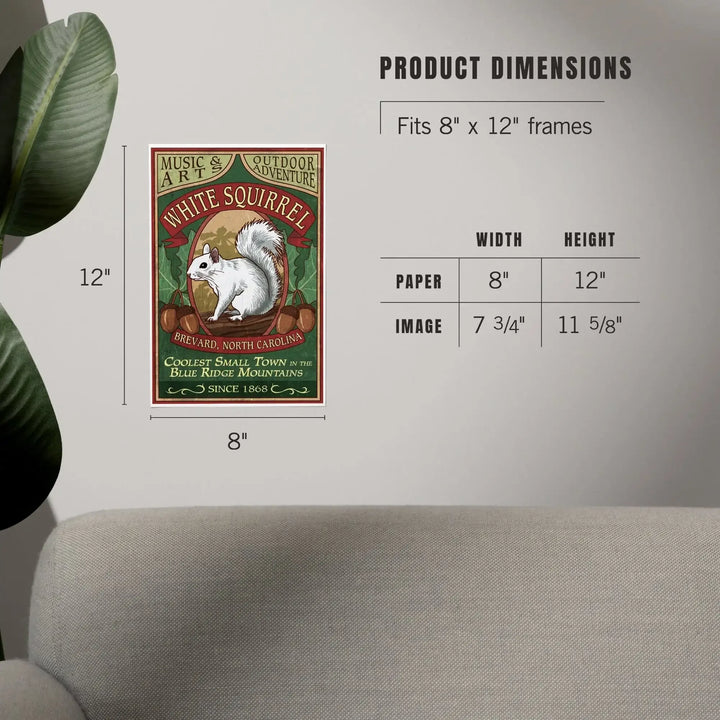 Brevard, North Carolina, White Squirrel Vintage Sign, Art & Giclee Prints - Lantern Press