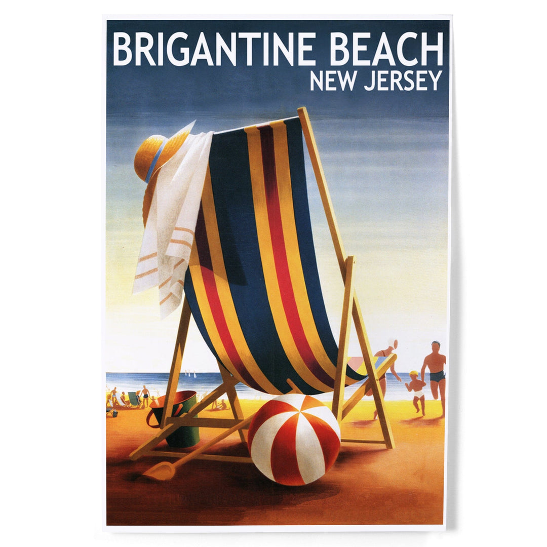 Brigantine Beach, New Jersey, Beach Chair and Ball, Art & Giclee Prints Art Lantern Press 