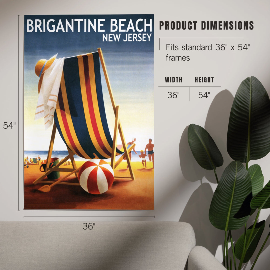 Brigantine Beach, New Jersey, Beach Chair and Ball, Art & Giclee Prints - Lantern Press