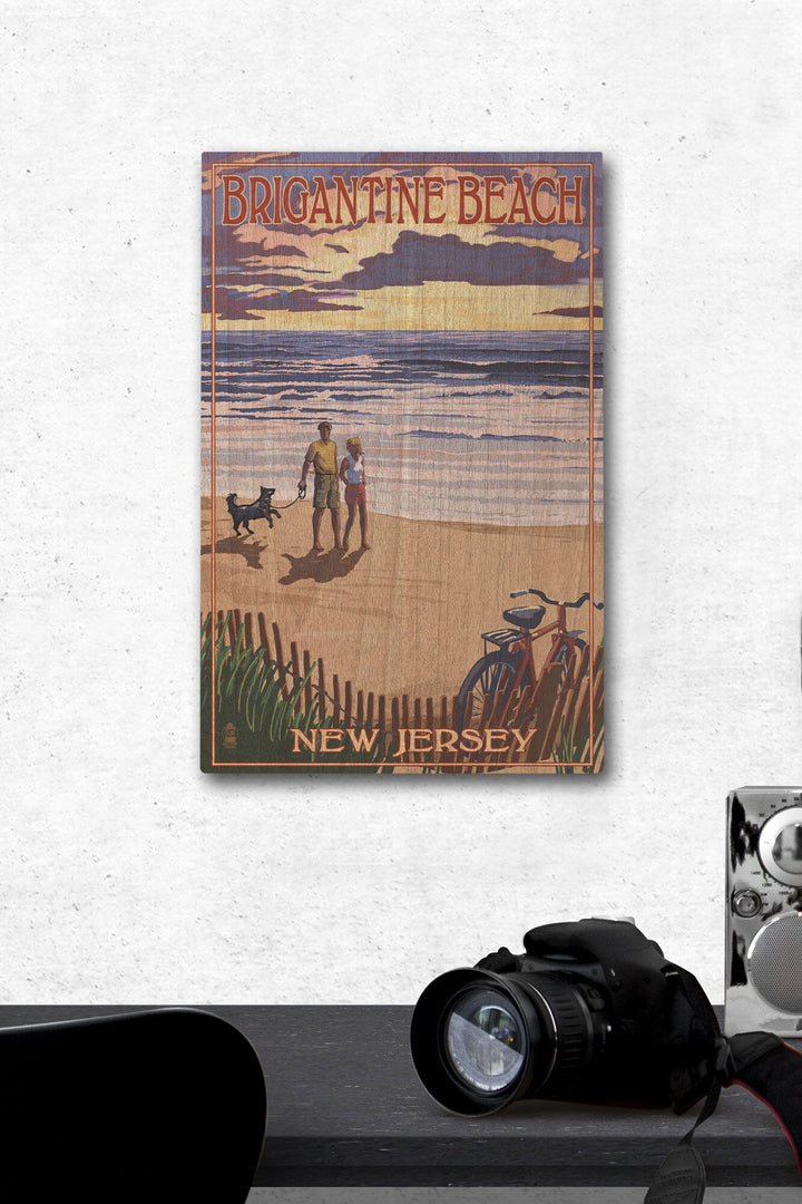 Brigantine Beach, New Jersey, Beach & Sunset, Lantern Press Artwork, Wood Signs and Postcards - Lantern Press