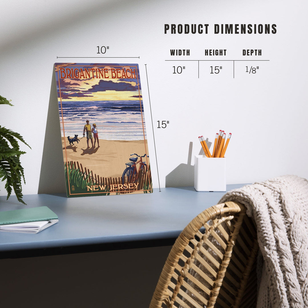 Brigantine Beach, New Jersey, Beach & Sunset, Lantern Press Artwork, Wood Signs and Postcards - Lantern Press