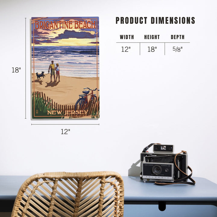 Brigantine Beach, New Jersey, Beach & Sunset, Lantern Press Artwork, Wood Signs and Postcards - Lantern Press