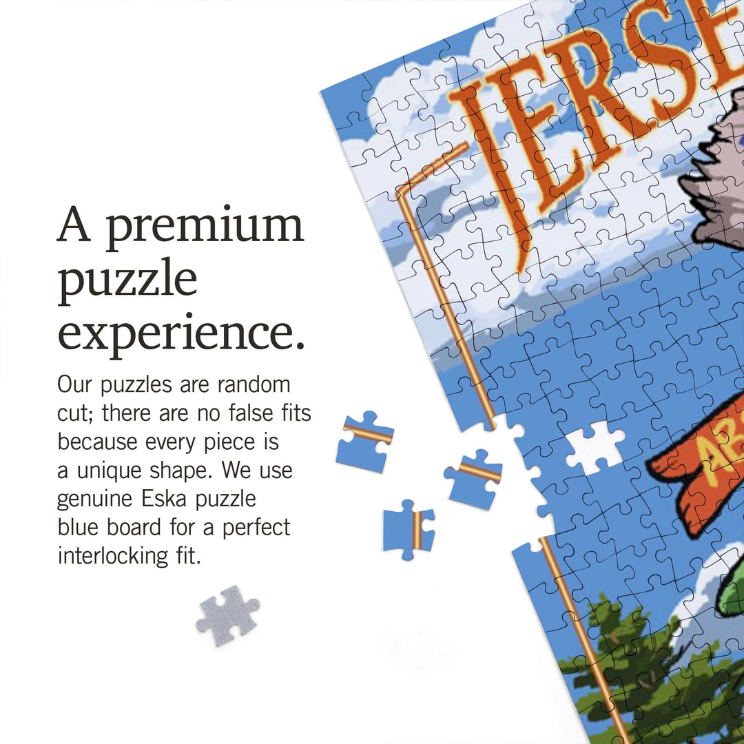 Brigantine Beach, New Jersey, Destinations Signpost, Jigsaw Puzzle Puzzle Lantern Press 