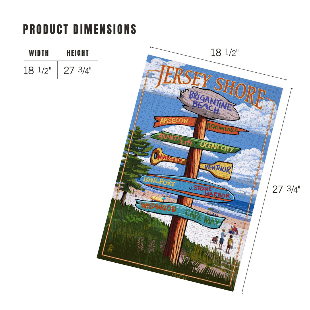 Brigantine Beach, New Jersey, Destinations Signpost, Jigsaw Puzzle Puzzle Lantern Press 