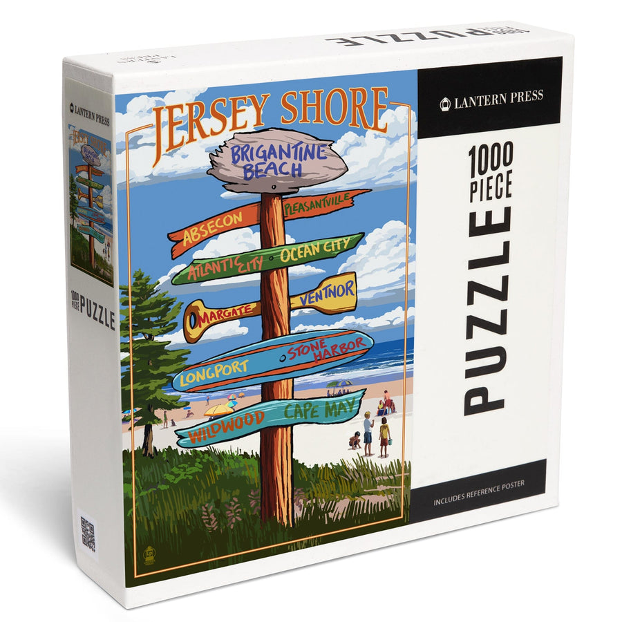 Brigantine Beach, New Jersey, Destinations Signpost, Jigsaw Puzzle Puzzle Lantern Press 