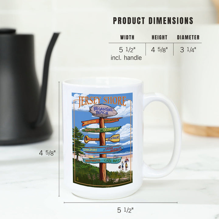 Brigantine Beach, New Jersey, Destinations Signpost, Lantern Press Artwork, Ceramic Mug - Lantern Press