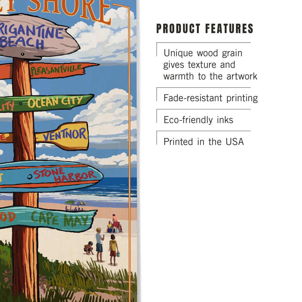 Brigantine Beach, New Jersey, Destinations Signpost, Lantern Press Artwork, Wood Signs and Postcards - Lantern Press