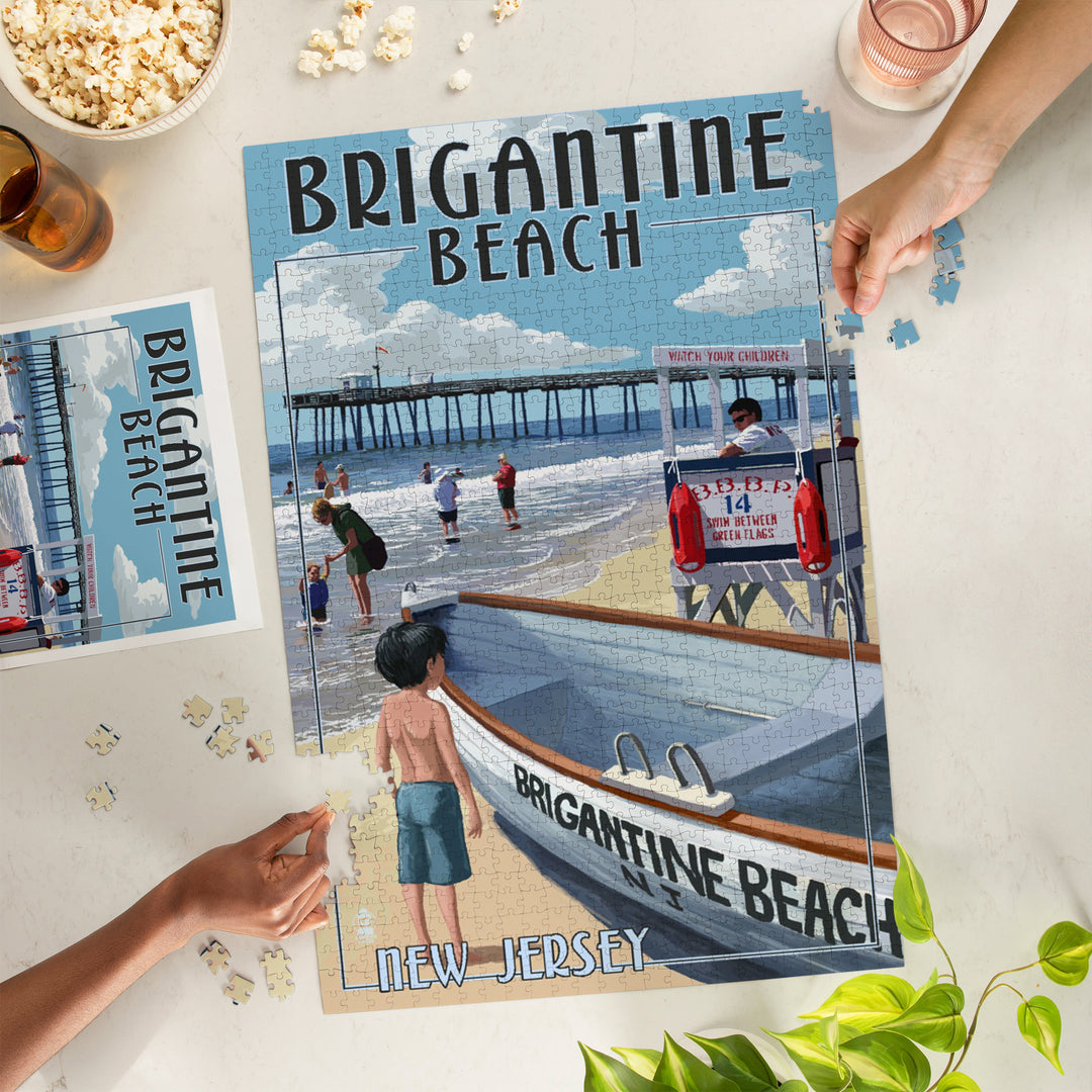Brigantine Beach, New Jersey, Lifeguard Stand, Jigsaw Puzzle Puzzle Lantern Press 