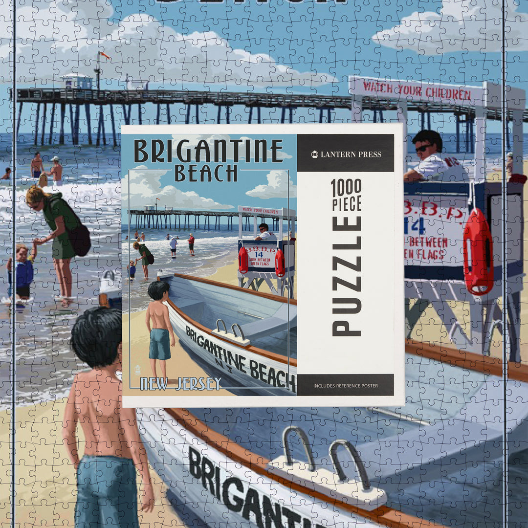 Brigantine Beach, New Jersey, Lifeguard Stand, Jigsaw Puzzle Puzzle Lantern Press 