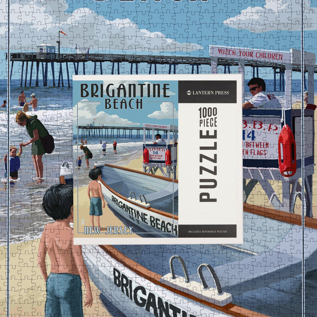 Brigantine Beach, New Jersey, Lifeguard Stand, Jigsaw Puzzle Puzzle Lantern Press 