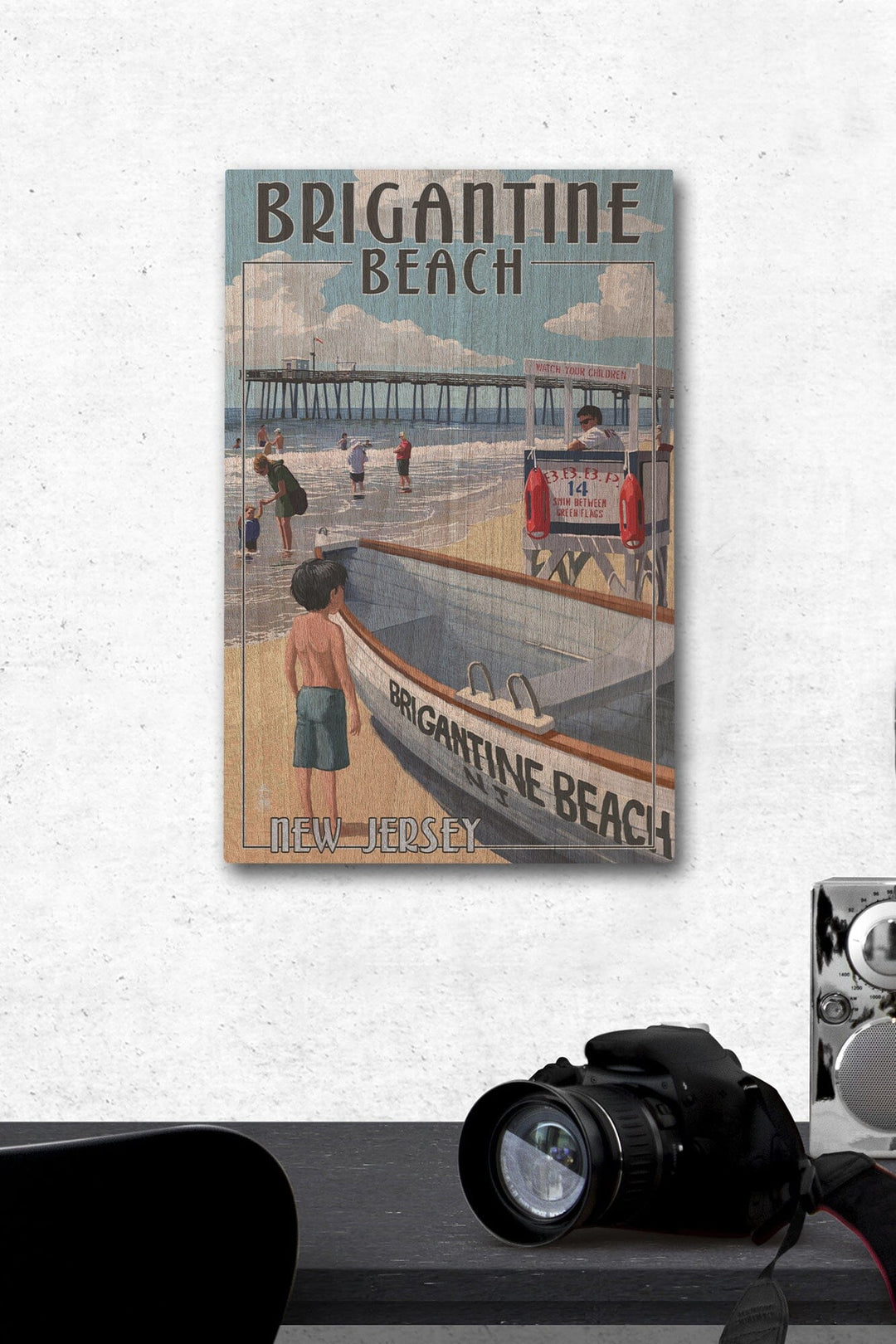 Brigantine Beach, New Jersey, Lifeguard Stand, Lantern Press Artwork, Wood Signs and Postcards - Lantern Press