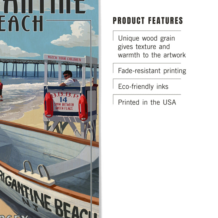 Brigantine Beach, New Jersey, Lifeguard Stand, Lantern Press Artwork, Wood Signs and Postcards - Lantern Press