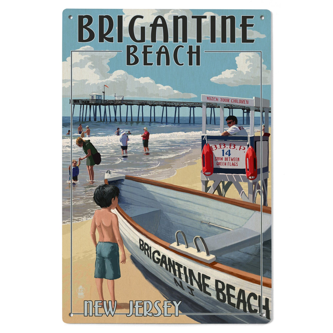 Brigantine Beach, New Jersey, Lifeguard Stand, Lantern Press Artwork, Wood Signs and Postcards - Lantern Press