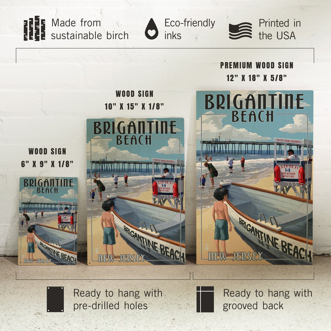 Brigantine Beach, New Jersey, Lifeguard Stand, Lantern Press Artwork, Wood Signs and Postcards - Lantern Press