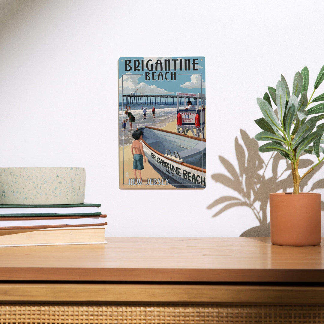 Brigantine Beach, New Jersey, Lifeguard Stand, Lantern Press Artwork, Wood Signs and Postcards - Lantern Press