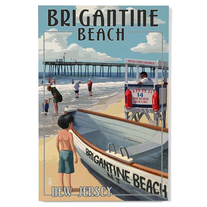 Brigantine Beach, New Jersey, Lifeguard Stand, Lantern Press Artwork, Wood Signs and Postcards - Lantern Press