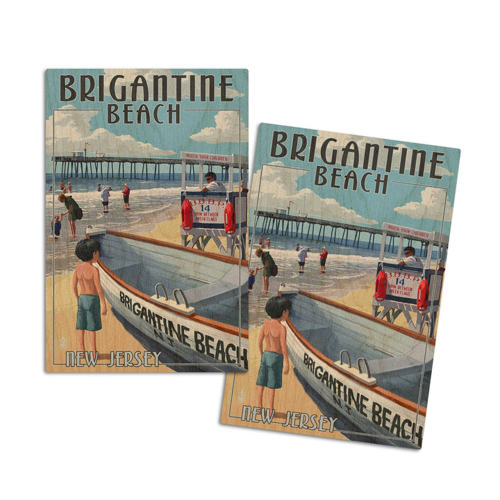 Brigantine Beach, New Jersey, Lifeguard Stand, Lantern Press Artwork, Wood Signs and Postcards - Lantern Press